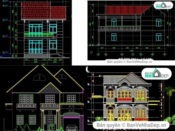 Bộ 6 mẫu bản vẽ thiết kế nhà phố 2 tầng [ Free ]